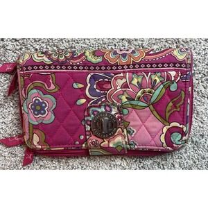 Vera Bradley Turn Lock Wallet Pink Swirls Quilted Cotton Retired